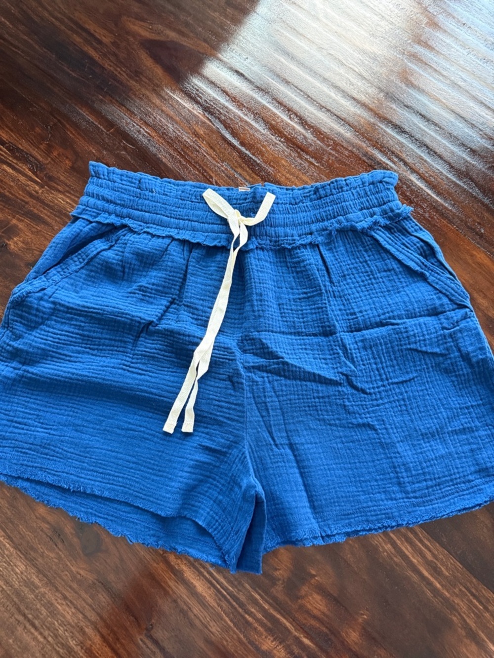 Zenana Outfitters Royal Blue Gauze Drawstring Shorts NWOT